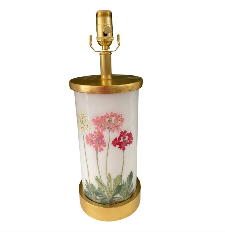 Single Pink Primrose Decopage Lamp