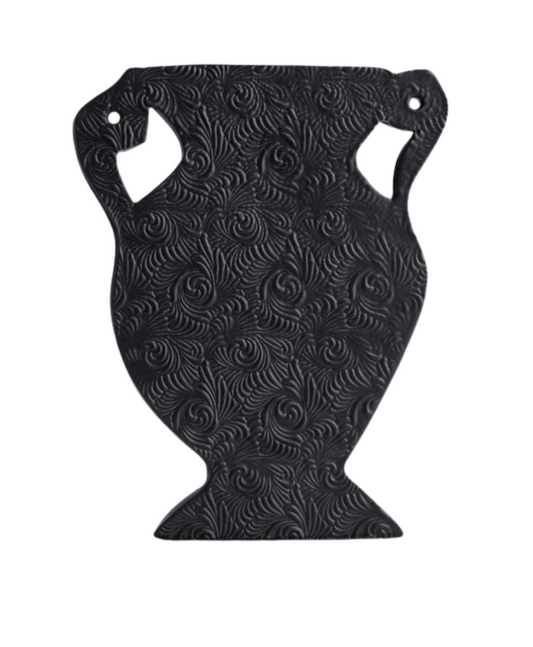 Black Brocade Textured Silhouette Vase